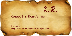 Kossuth Romána névjegykártya